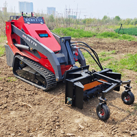 Chargeur compact utilitaire Derette XC1100 Mini Skid Steer avec accessoire Power Harley Rake pour travaux paysagers