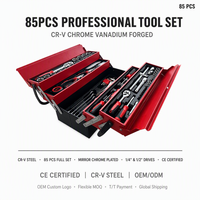 Ensemble d'outils à main OEM 85 pièces, kit d'outils de réparation automobile, boîte à outils mécanique, clé à douille en acier, clé à cliquet, tournevis