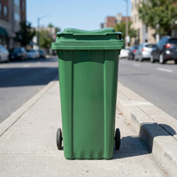 Poubelle à roulettes Zheng Xiang 240L en PEHD vert, bac à déchets robuste avec couvercle fermé pour entrepôt extérieur