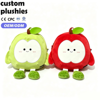 Mochila de Peluche de Manzana Roja Sonriente, Adorable Mochila de Fruta de Dibujos Animados con Extremidades y Hojas, Regalo para Niños