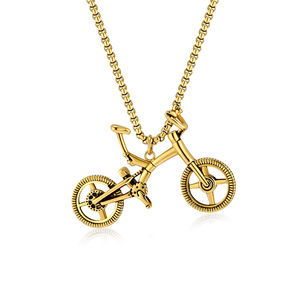 Collier pendentif VTT en acier inoxydable, cadeau unisexe, bijoux, accessoire de mode sur le thème du cyclisme - Product Image 1