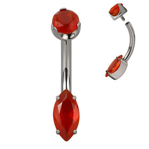 GZN Wholesale Titanium 4 Prong Set Marquise Natural Stone Earring <strong>Belly</strong> <strong>Button</strong> Navel <strong>Ring</strong> - Product Image 3