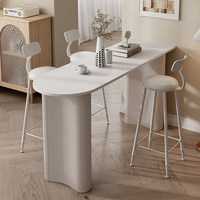 Stein-Quarzit-Bartisch für den Hausgebrauch Wandmontierte Trennwand Cremefarbener Balkon-Lounge-Minibar Minimalistischer Hochbeiniger Tisch Pur