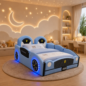 <span class=keywords><strong>Lit</strong></span> pour enfants moderne et minimaliste 1,5M/1,8M/1,2M/1,35M, <span class=keywords><strong>lit</strong></span> de voiture universel pour garçons et filles <span class=keywords><strong>avec</strong></span> lumières LED, le rêve de tout petit garçon - Product Image 1