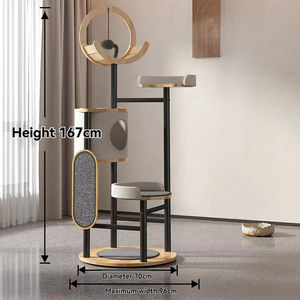 Pohon kucing besar Premium untuk beberapa kucing tugas berat menara kucing kayu dengan Post goresan Sisal tempat tidur gantung bulu palsu - Product Image 2