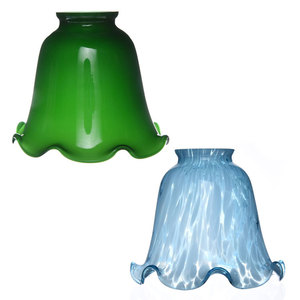 <strong>Vintage</strong> Scalloped Glass Lamp <strong>Shade</strong> Colored Blue Green Ruffled Edge Glass <strong>Shade</strong> for Table Lamp Pendant <strong>Light</strong> Custom OEM - Product Image 1