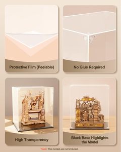<span class=keywords><strong>ROKR</strong></span> Housse anti-poussière transparente en acrylique, vitrine transparente, étagères en plastique de 3 mm d'épaisseur pour figurines de collection, modèles réduits, jouets, maison - Product Image 4