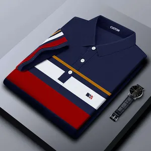 Grosir kaus kasual polos kaus Polo bordir kaus Golf kualitas tinggi kaus Polo Logo kustom sederhana untuk pria