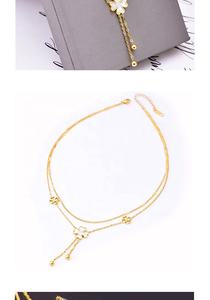 Оптовая продажа, ювелирные изделия, цепочка до ключицы, белая жемчужная оболочка, Длинная кисточка, золотое ожерелье-бабочка из нержавеющей стали для женщин - Product Image 2