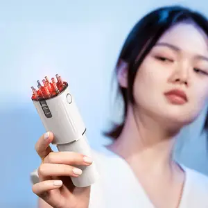 Sisir pemijat kulit kepala elektrik, sikat Dispenser minyak Serum cair sisir Led cahaya merah aplikator minyak kulit kepala