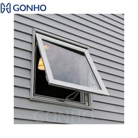 GONHO Ouvreur de main triple vitrage en aluminium à cadre ultra étroit personnalisé avec revêtement en poudre Fenêtre d'auvent à battant suspendue à dessus pivotant