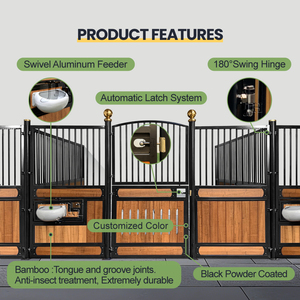 永久竹馬ストールフロントヒンジ付きドアヨーロッパ高級馬安定フロントパネル馬の納屋 - Product Image 6