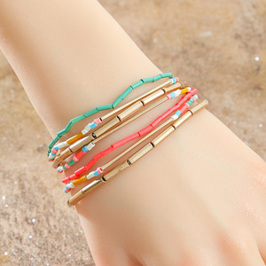 <b>Beaded</b> <b>Bracelets</b> Acrylic Resin Bohemian Style Women's Fashion Jewelry Multi Layer Colorful Stackable <b>Bracelet</b> Set - Product Image 2