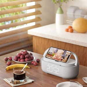 Multi Function Wireless Charging Speaker <b>Clock</b> Alarm Boombox <b>Led</b> Light 360 Stereo Music Player with FM Radio - Product Image 3