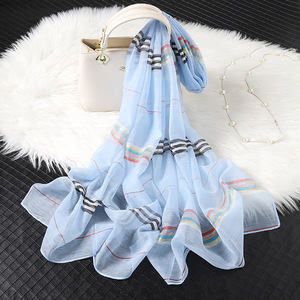 Verano y primavera largo hueco encaje corte <span class=keywords><strong>flores</strong></span> nuevo chal niñas organza bufanda de seda - Product Image 6