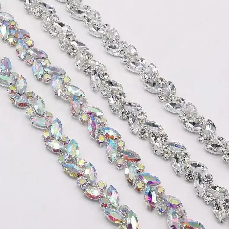 Exquisite tassel rhinestone trim crystal strass cup chain for wedding decoration