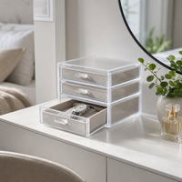 Boîte de rangement pour montres en acrylique transparent avec 3 tiroirs coulissants, plateau en velours, organisateur de montres, armoire, OEM, ODM, vente en gros personnalisée