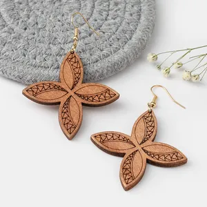 Boucles d'oreilles en bois naturel pour femme, bijoux goutte, cadeau de mariage, à la mode, vente en gros, nouvelle collection 2020