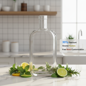 Botellas de Vidrio Personalizadas al por Mayor para Whisky, Tequila y Ron de 250ml y 500ml con Tapón de Corcho, Acabado Esmerilado/Decorado y Embalaje Personalizado - Product Image 1