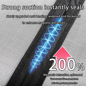Moustiquaire magnétique en fibre de verre noire durable avec fixation auto-agrippante sans perçage pour rideau de séparation intérieur - Product Image 5