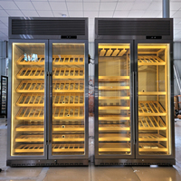 Réfrigérateur à vin en acier inoxydable avec étagères en bois et métal personnalisées, encastrable ou autoportant, pour la maison et les restaurants