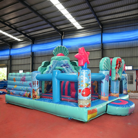 Château gonflable sur le thème de l'océan pour enfants, avec tunnel d'obstacles, pour jeux en plein air, location commerciale