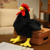 Peluche de coq bicolore réaliste, poussin dodu, poule de grande taille, coussin décoratif