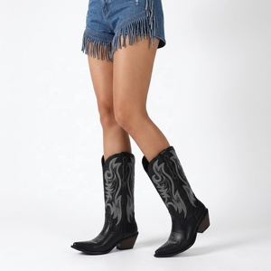 <span class=keywords><strong>Botas</strong></span> Vaqueras <span class=keywords><strong>Negras</strong></span> para <span class=keywords><strong>Mujer</strong></span>, Estilo Country y Western, Hechas a Mano, con Logotipo Personalizado OEM de CHENO, Nuevas, Vintage, al por Mayor, para Fabricantes de Ropa Vaquera - Product Image 2