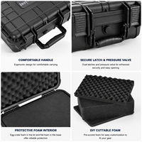 Étui rigide en plastique étanche GD5023 noir avec mousse EVA personnalisée 339*295*152mm, petite boîte de protection pour outils
