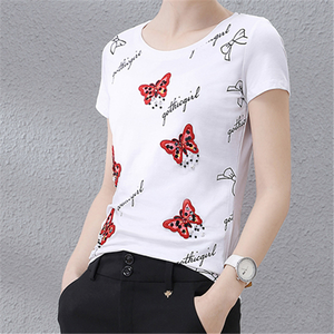 Las chicas Sexy apretado blanco manga corta T <span class=keywords><strong>camisa</strong></span> <span class=keywords><strong>mujer</strong></span> verano <span class=keywords><strong>Camisa</strong></span> de algodón T - Product Image 4
