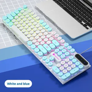 Mini Teclado retroiluminado PK100 RGB de 104 teclas, sensación mecánica dedicada para juegos, escritorio, portátil, interfaz USB, producto usado Gateron - Product Image 1