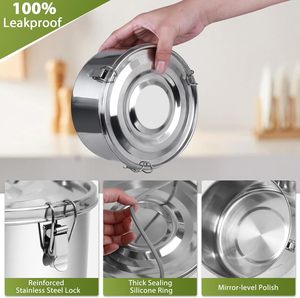 Mùi Bằng Chứng Kín Tươi Giữ Hộp Vòng Thép Không Gỉ Bento Hộp Ăn Trưa Với Khóa Thép Kẹp Cho Dã Ngoại Thức Ăn thừa - Product Image 3