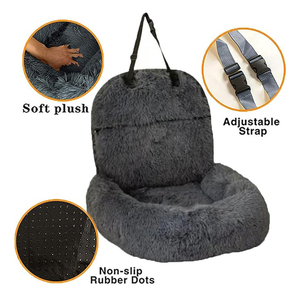 <span class=keywords><strong>Rehausseur</strong></span> de siège doux pour animaux de compagnie nid lavable portable gris en peluche lit de voyage chien pour ceinture de sécurité - Product Image 3