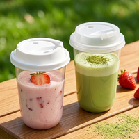 Gobelet à café en PET en forme de U, haute transparence, 90 mm, 16 oz, 24 oz, avec couvercle sans paille pour jus, thé boba, solution pour bar à boissons