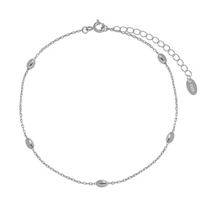 Cavigliera ovale <span class=keywords><strong>In</strong></span> argento Sterling S925 con perline ovale cavigliera <span class=keywords><strong>In</strong></span> argento con perline lucidante <span class=keywords><strong>In</strong></span> argento Sterling massiccio gioielli di moda estivi - Product Image 1