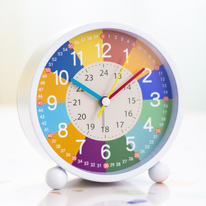Réveil éducatif pour enfants, horloge de bureau, horloge d'apprentissage ronde silencieuse, décoration de chambre à coucher, cadeau pour garçons, filles, étudiants - Product Image 1