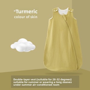 IDBABY Candy Teddy Gilet unisexe 2 couches à fermeture éclair pour nouveau-né, en coton fin d'été, anti-humidité, sans manches, pyjama-<span class=keywords><strong>gigoteuse</strong></span> pour bébé - Product Image 4