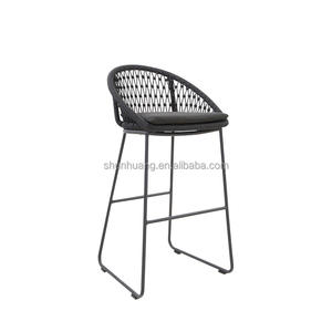 Style nordique hôtel extérieur patio jardin bistro tabouret meubles tissé corde en aluminium chaise de bar haute chaise de salle à manger - Product Image 4