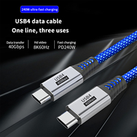 Cable USB4 Tipo C a Tipo C de 240W, Trenzado de Nailon, Video 8K, Molde Privado, Directo de Fábrica 13Y, Cable 100% Inspeccionado