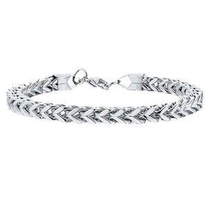 Men's <b>Titanium</b> Steel <b>Chain</b> Bracelet 10mm Silver Double Row Mesh Wave Design Hip Hop Style Jewelry - Product Image 5
