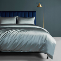 Super King Home Textile Ensembles de literie en soie 100% Drap plat en lyocell de bambou tissé Drap plat de couette Remplissage PVC Drap plat en soie noire