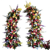 Arche florale artificielle hautement réaliste en forme de corne, style Monet, pour toile de fond de mariage, événementiel et décoration de scène
