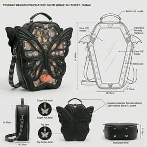 Bolso <span class=keywords><strong>de</strong></span> Hombro Personalizado con Ventana Transparente y Luces LED, Diseño <span class=keywords><strong>de</strong></span> Flor Encantadora, Estilo Itabag, para Cosplay y Anime - Product Image 6