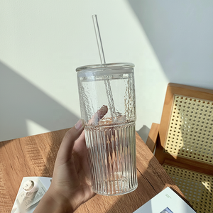 Gobelet personnalisé en verre borosilicate de 600 ml avec couvercle et paille, style <span class=keywords><strong>vintage</strong></span>, compatible lave-vaisselle et <span class=keywords><strong>micro</strong></span>-ondes, grande capacité pour Boba/jus - Product Image 6