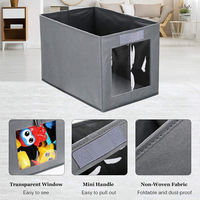 Boîte de rangement pliable gris de 3 paquets, boîte de rangement d'organisation de placard de tissu de garde-robe pliable avec fenêtre