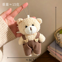 Pantalon à bretelles de 10 cm, Pendentif ours en peluche, Adorable poupée ours, Peluche ours douce et mignonne, Accessoires de sac à main