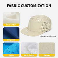 Promosyon hafif naylon 5 Panel çalışan şapka lazer kesim delikli delikler nefes su geçirmez spor şapka açık moda