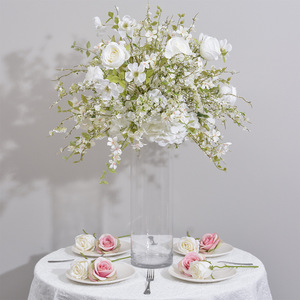 New Wedding Table Decoration Flower Wedding Stage Background Simulation Snow Willow <b>Hydrangea</b> Rose Plastic Ball <b>Artificial</b> Plant - Product Image 1