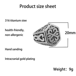 yunnique <b>Titanium</b> Steel Hexagonal <b>Ring</b> Retro Men's Punk Stainless Steel Geometric Jewelry Gift - Product Image 5