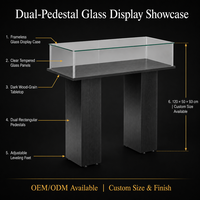 Vitrine de présentation de bijoux à double cylindre en verre, socle noir mat, vitrine de vente au détail avec éclairage LED pour bijouterie